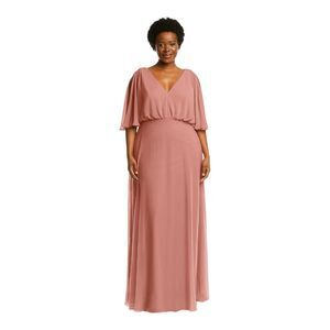 NWOT AFTER SIX | V-NECK SPLIT SLEEVE BLOUSON BODICE MAXI DRESS IN DESERT ROSE 20